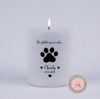 Trauerkerze Keramik Erinnerungslicht Gedenklicht Hund Pfote Teelichthalter Teelicht Kerzenlicht Grablicht Kerze Sternenkind Lüttentüddel®